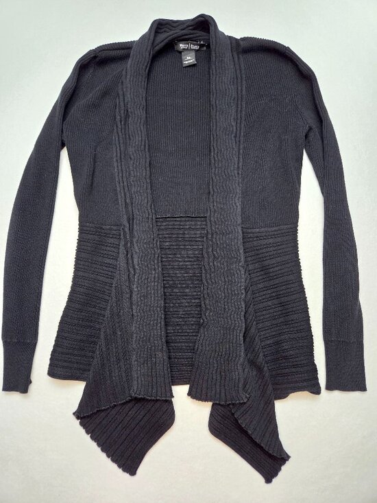 White House Black Market Sweaters - White House Black Market Womens Black Ribbed Open Front Cardigan Sweater Size XS